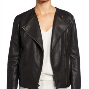Vince black leather Moto jacket